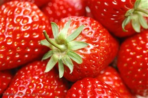 新鲜水果-在草莓堆中的局部特写