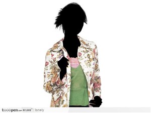 女性剪影與花襯衣