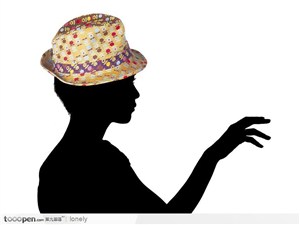 女性剪影与花帽子