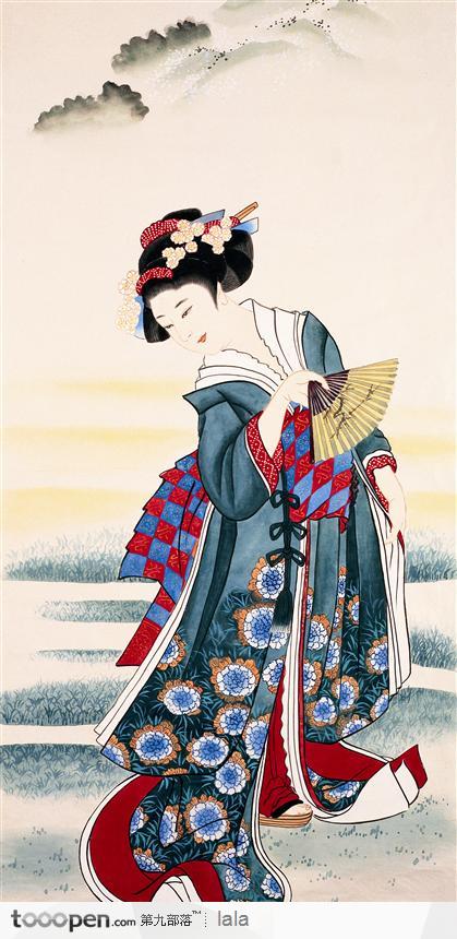 拿著扇子的東洋仕女