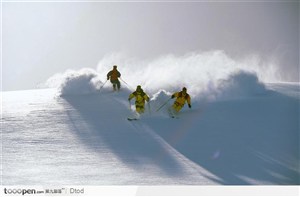 三人急速滑雪