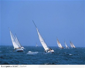 一群白色帆船