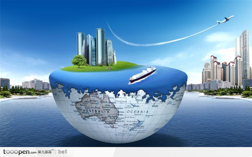 地球 海洋 楼房 城市 绿化 船