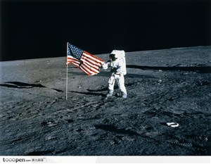 宇航员 月球登陆 美国国旗 登月