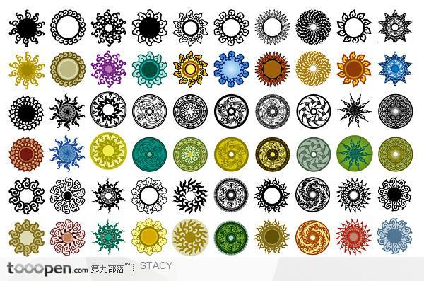多款古典圆形花纹矢量图