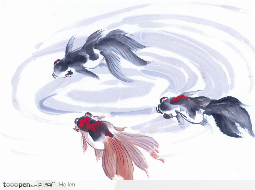 水墨畫金魚