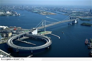 桥梁 俯瞰 城市 海滨