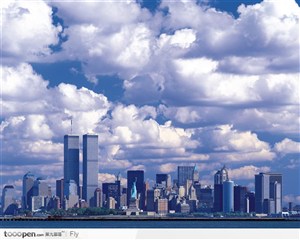 现代都市和白云蓝天 高清图片