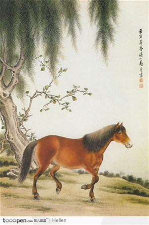 水墨画—马