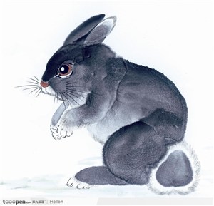 水墨画兔子图
