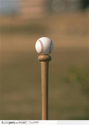 球杆撑起的棒球