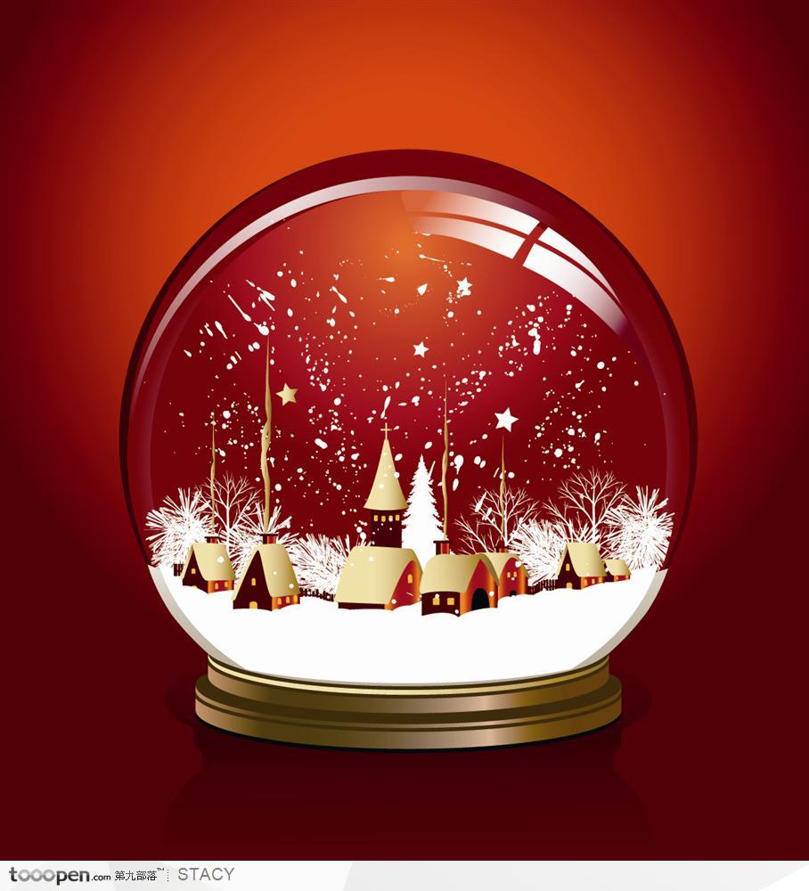 漂亮的圣诞水晶球装饰矢量素材