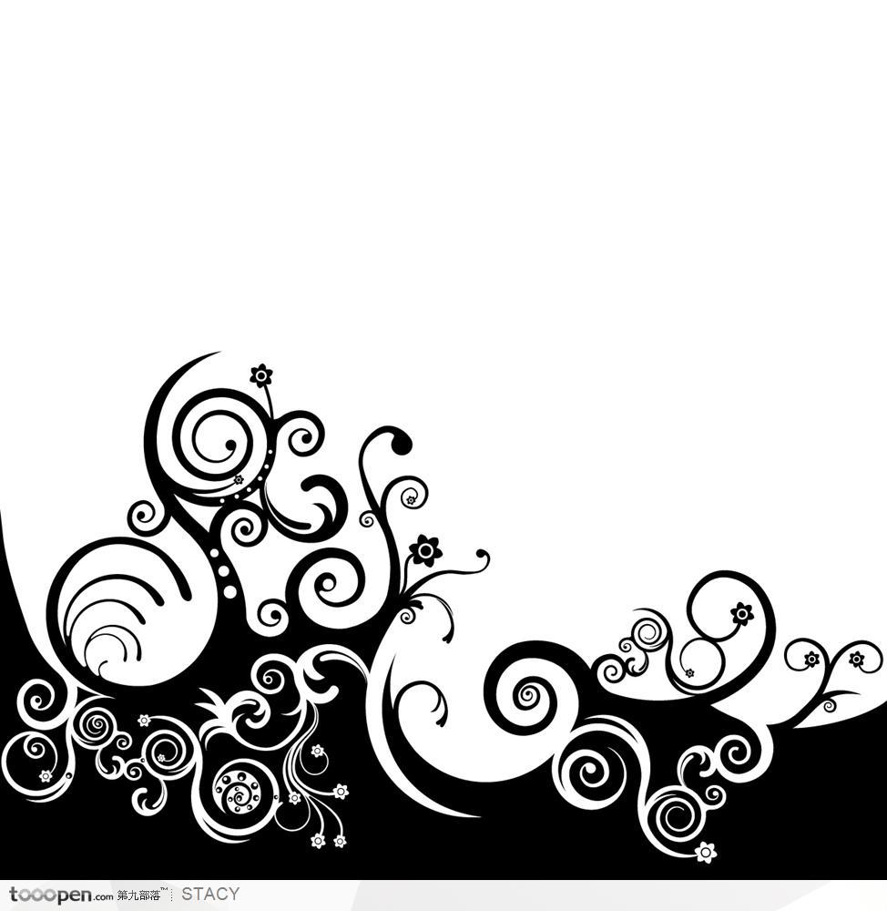 黑白花纹装饰纹样矢量素材3