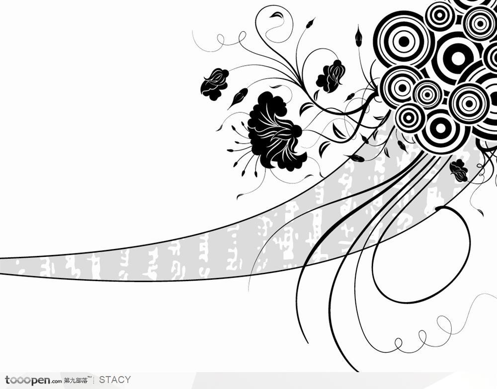 潮流花卉裝飾矢量素材