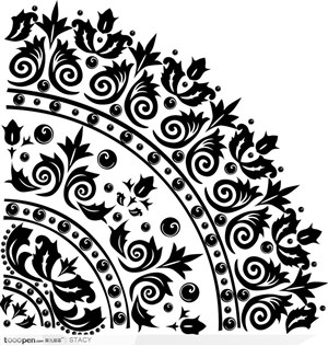 黑白花纹装饰纹样矢量素材1