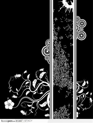 黑背景花卉装饰矢量素材4