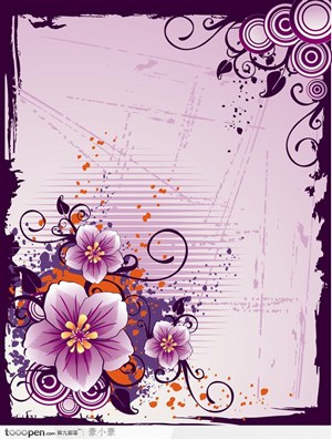 紫色花朵花纹矢量素材