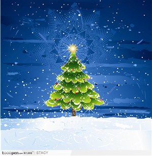 雪地圣诞树矢量素材