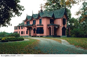 国外欧式建筑风格-粉色房屋2