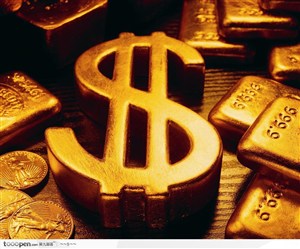 金块与金币中的货币符号背景大图