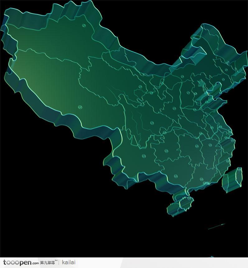 中国地图立体透视图