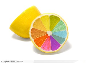 果瓤五颜六色的柠檬