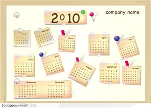 2010新年贴纸日历矢量素材