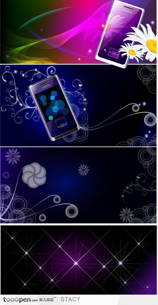炫紫手机宣传背景矢量素材