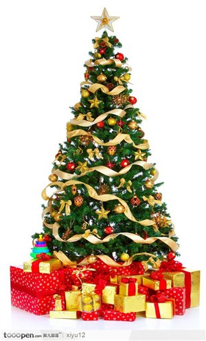 3D圣诞树-礼物和圣诞树下的礼品盒
