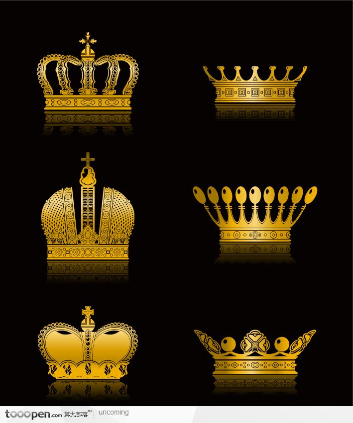 矢量的金色皇冠花纹装饰图案