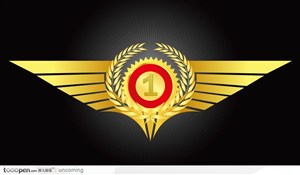 金色翅膀和麦穗的徽标徽章