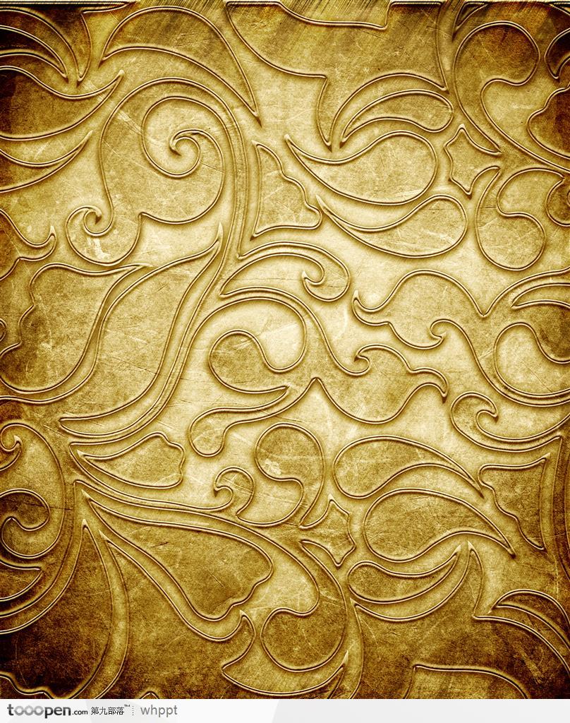 高贵贵族金色铜版花纹卷草纹镂刻高清图