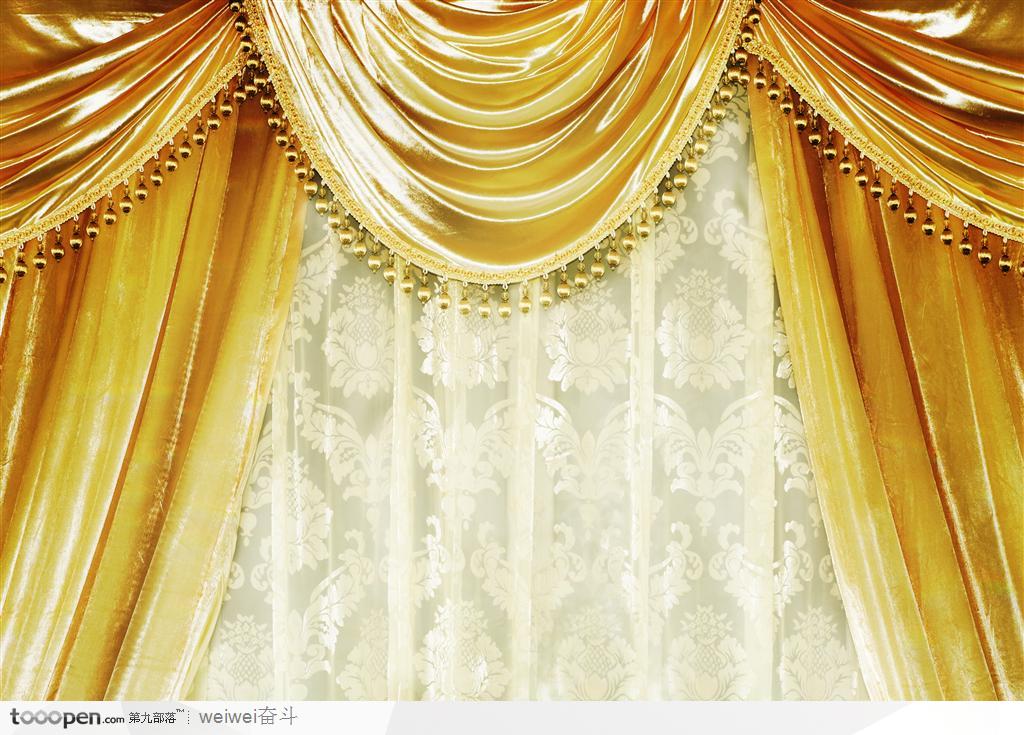 底纹素材-金色的幕布窗帘