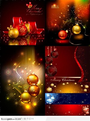 圣诞元素-星光璀璨的圣诞彩球背景集合