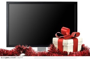 3D圣诞节-电视机与礼物