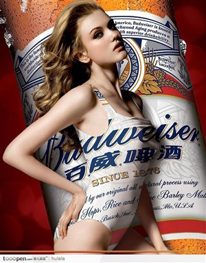 百威啤酒广告中的外国美女模特