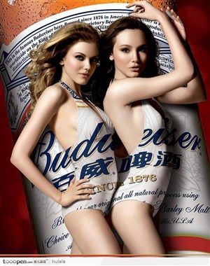 百威啤酒广告性感美女模特人体彩绘