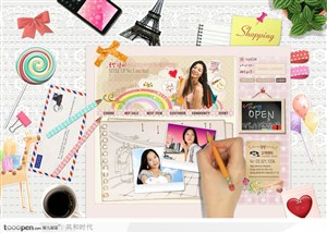 创意桌面元素-女孩子的桌面网页