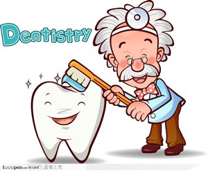 爱因斯坦-给牙齿刷牙的老博士
