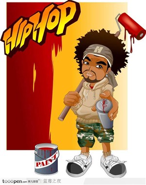 嘻哈人物－玩油漆涂鸦的嘻哈少年