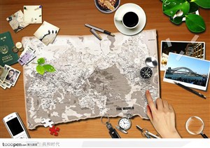 创意桌面元素－旅行者的必备物品
