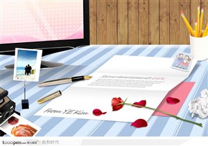 创意桌面元素－电脑桌上的爱情信