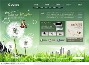 网页模板-绿草大自然商业网站首页设计