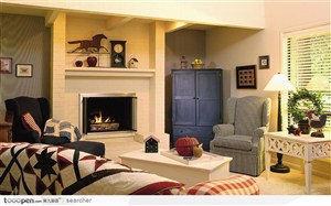 豪华欧式风格会客厅沙发和壁炉