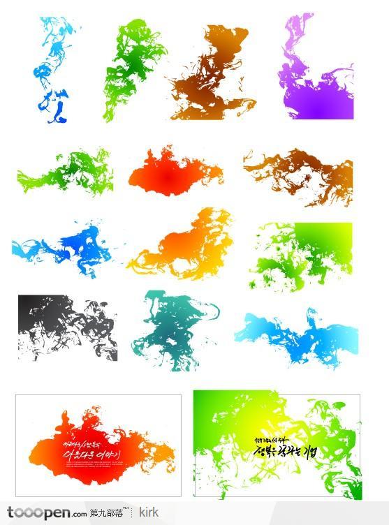 韩国墨迹涂鸦效果底纹花纹设计集合