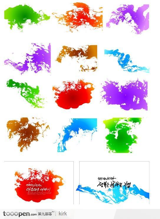 第二款韩国墨迹涂鸦效果底纹花纹设计集合
