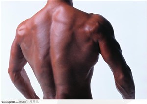 男性健肌特写-黝黑的后半身肌肉