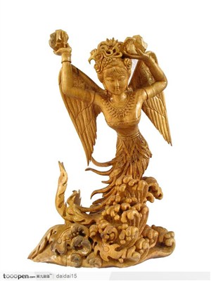 中华传统工艺-木雕舞动的仙女