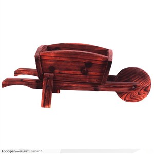 红色的木质古代独轮车