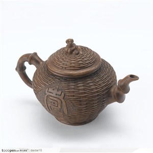 传统茶具-竹纹紫砂壶